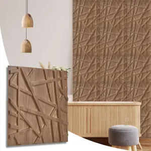 3D Wall Panels Adhesive Included - 6 Sheets Cover 16.15ft²(1.5m²) Interior Cladding Panels - Line Design in Matte Wooden