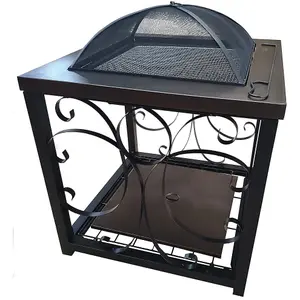 Black Steel Garden Fire Pit Free Standing