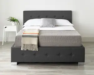 Aspire End Lift Ottoman Storage Bed Double, Black Linen