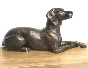 Weimaraner dog figurine in solid cold cast bronze designed by Harriet Glen