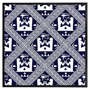 Egyptian hieroglyphs in navy (Picutre Frame) / 30x30" / Brown