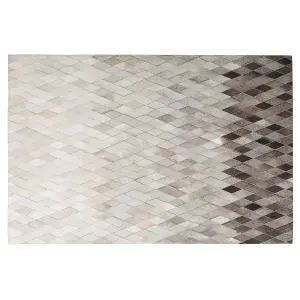 Cowhide Area Rug 140 x 200 cm White and Grey MALDAN