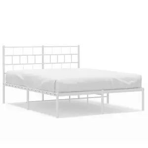 Berkfield Metal Bed Frame with Headboard White 120x200 cm