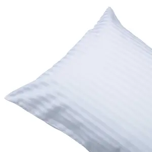 Belledorm 540 Thread Count Satin Stripe Housewife Pillowcases (Pair) White (One Size)