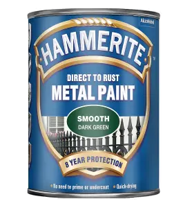 Hammerite - Smooth Direct To Rust Metal Paint - 5 Litres - Dark Green