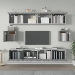 Berkfield 6 Piece TV Cabinet Set Grey Sonoma Engineered Wood