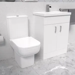 Nes Home White Basin Vanity and Close Coupled Toilet