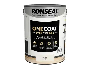 Ronseal KCB.7015103.22204.81 One Coat Everywhere Interior Paint Linen Matt 5 litre RSLOCELM5L