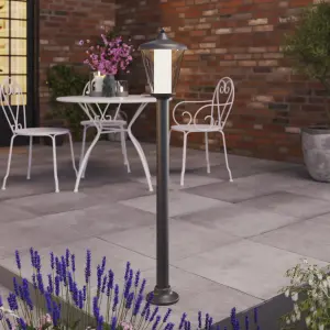 GoodHome Lantern Dark grey Mains-powered 1 lamp Integrated LED Outdoor Post light (H)1100mm