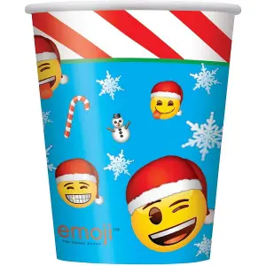 Emoji Paper Christmas Party Cup (Pack of 8) Blue/Red/White (One Size)