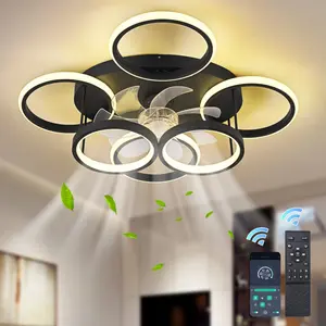 Cashon 63cm 7 - Blade Dimmable LED Ceiling Fan with Remote Control and APP Black