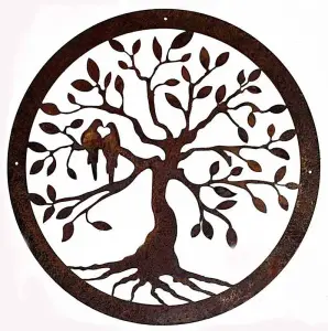 Tree of Life Wall Art - Large - Steel - W49.5 x H49.5 cm - Bare Metal/Ready to Rust