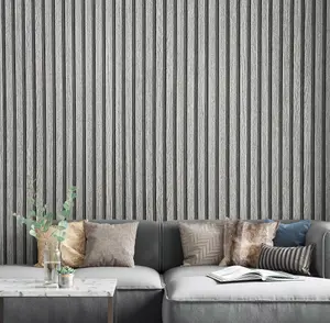 Galerie Industrial Effects Grey Stripe Wood Panel Wallpaper Roll