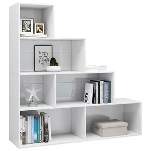 Berkfield Book Cabinet/Room Divider High Gloss White 155x24x160 cm Engineered Wood