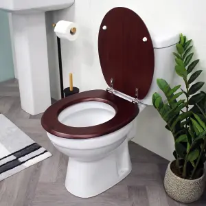 Showerdrape Oxford Mahogany Wooden Toilet Seat