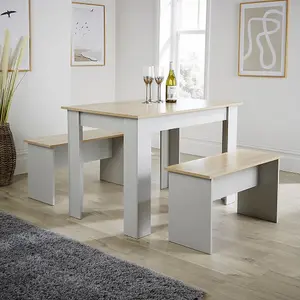 Home Source Camden Dining Table and Bench Set