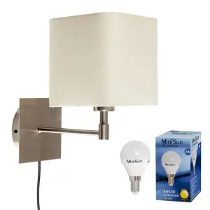 ValueLights Sheldon Silver Indoor Wall Light and E14 Golfball LED 4W Warm White 3000K Bulb