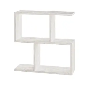 Barbara Side Table Modern 2-Tier Design with Storage Compartments Ancient White