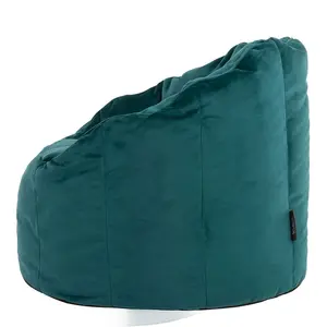 Icon Velvet Bean Bag Chair & Footstool Teal Green