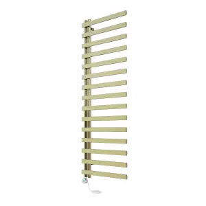 Right Radiators Prefilled Thermostatic Electric Heated Towel Rail Designer Ladder Warmer Rads - 1600x600mm Brushed Brass