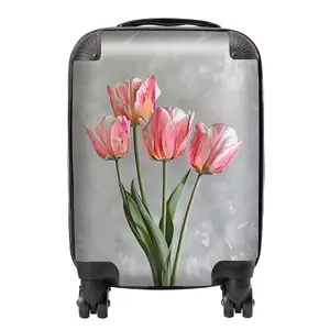 Painted Pink Tulips Suitcase - Small