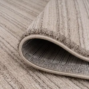 Neutral Beige Distressed Striped Soft Runner Rug 60x240cm