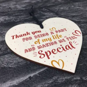 Red Ocean Thank You Colleague Friendship Teacher Family Birthday Gift Wooden Hanging Heart Plaque Sign