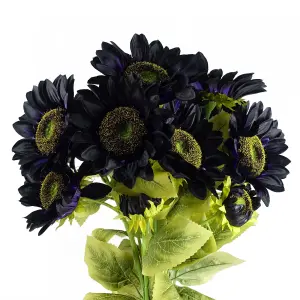 Pack of 6 x 88cm Purple Artificial Sunflower - 3 heads