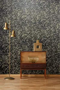 Vasari Ariana Plaster Black/Gold Wallpaper