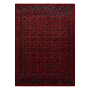 Wool carpet OMEGA BUCHARA frame, circles red 200x300 cm