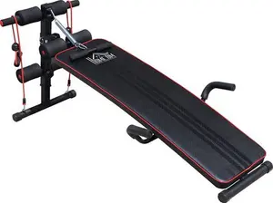 HOMCOM Durable Steel Sit Up Bench For Home Gym Fitness, Adjustable Workout Equipment, Black And Red | Aosom UK