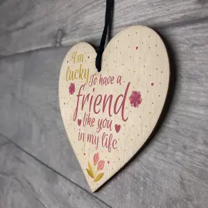 Red Ocean Handmade Friendship Gift Sign Best Friend Plaque Shabby Chic Wooden Hanging Heart Thank You