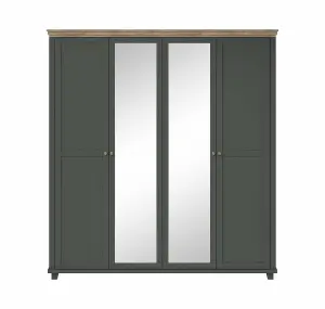 Evora 20 Hinged Wardrobe W2000mm H2160mm D620mm - Green & Oak Lefkas Harmony