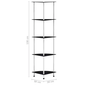 Berkfield 5-Tier Shelf Black 30x30x130 cm Tempered Glass