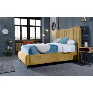 Carli Plush Velvet Beige Bed Frame