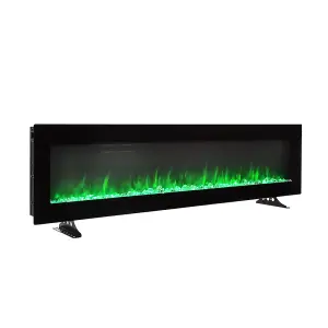 Black Electric Fire Wall Mounted or Freestanding Fireplace Heater 12 Flame Colors with Remote Control 50 inch