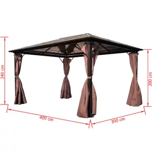 Berkfield Gazebo with Curtain Brown Aluminium 400 x 300 cm