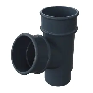 Anthracite Grey Round Downpipe Branch Connector, Freeflow Rain Water Systems