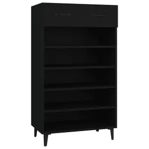 Berkfield Shoe Cabinet Black 60x35x105 cm Engineered Wood