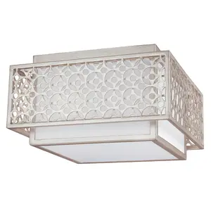 Elstead Kenney 2 Light Flush Mount Ceiling Light Silver, E27