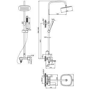 Invena Gold Finishing Shower Set Rainfall Bathroom Mixer Tap Wall Column Handshower