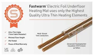 Fastwarm Electric Underwood Heating Mat Kit - 9m - Touch Black Thermostat