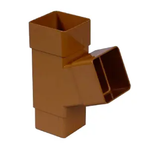 Caramel Square Downpipe Branch Connector, Freeflow Rain Water Systems