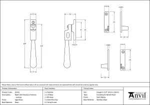 From The Anvil Aged Brass Night-Vent Locking Newbury Fastener