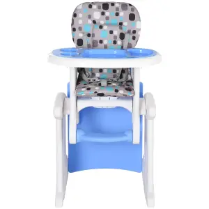 HOMCOM 2-in-1 Convertible Baby High Chair Booster Seat w/ Removable Tray Blue