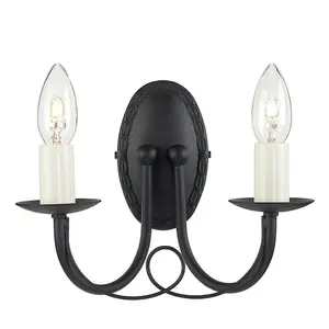 Twin Wall Light Lower Ceiling Black Metal Looped Drapes Black LED E14 60W