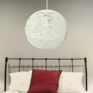 First Choice Lighting Set of 2 Abaca White 14" Globe Ceiling Light Shades