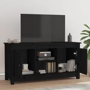 vidaXL TV Cabinet Black 103x36.5x52 cm Solid Wood Pine