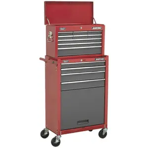 13 Drawer Red Tool Chest with Mobile Storage and Ball-Bearing Slides