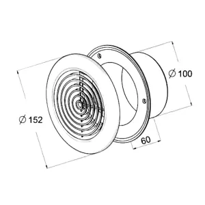 AirTech-UK Internal Ventilation Round Satin Silver Grille 100mm / Dia 4" - Easy Disassembly, Insect Screen, Nylon Mesh